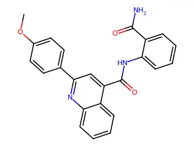 N-(2-carbamoylphenyl)-2-(4-methoxyphenyl)quinoline-4-carboxamide structure
