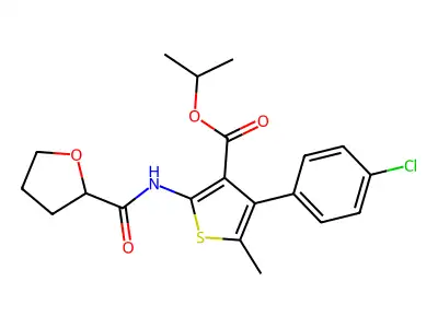 propan-2-yl 4-(4-chlorophenyl)-5-methyl-2-(oxolane-2-carbonylamino)thiophene-3-carboxylate structure
