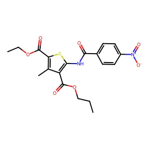 2-Ethyl 4-propyl 5-({4-nitrobenzoyl}amino)-3-methyl-2,4-thiophenedicarboxylate structure