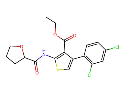 Ethyl 4-(2,4-dichlorophenyl)-2-(oxolane-2-carbonylamino)thiophene-3-carboxylate structure