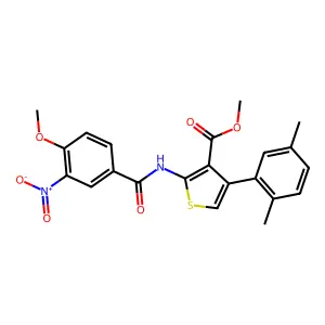 methyl 4-(2,5-dimethylphenyl)-2-({3-nitro-4-methoxybenzoyl}amino)-3-thiophenecarboxylate structure