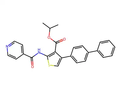 Propan-2-yl 4-(4-phenylphenyl)-2-(pyridine-4-carbonylamino)thiophene-3-carboxylate structure