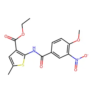 Ethyl 2-[(4-methoxy-3-nitrobenzoyl)amino]-5-methylthiophene-3-carboxylate structure