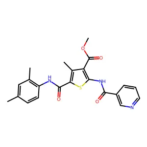 methyl 5-[(2,4-dimethylanilino)carbonyl]-4-methyl-2-[(3-pyridinylcarbonyl)amino]-3-thiophenecarboxylate structure