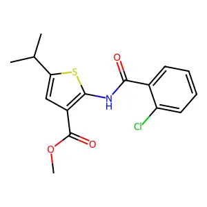 Methyl 2-[(2-chlorobenzoyl)amino]-5-isopropylthiophene-3-carboxylate structure