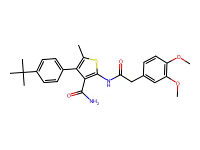 4-(4-tert-butylphenyl)-2-[[2-(3,4-dimethoxyphenyl)acetyl]amino]-5-methylthiophene-3-carboxamide structure