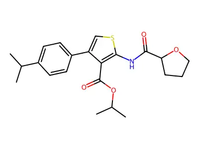isopropyl 4-(4-isopropylphenyl)-2-[(tetrahydro-2-furanylcarbonyl)amino]-3-thiophenecarboxylate structure