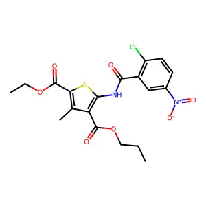 2-ethyl 4-propyl 5-({2-chloro-5-nitrobenzoyl}amino)-3-methyl-2,4-thiophenedicarboxylate structure