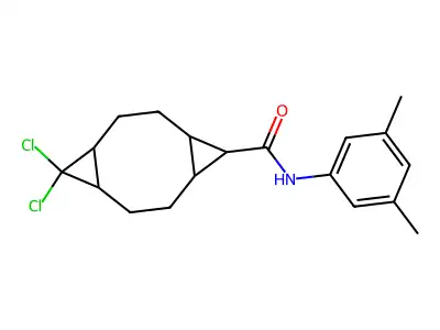 10,10-dichloro-N-(3,5-dimethylphenyl)tricyclo[7.1.0.0~4,6~]decane-5-carboxamide structure