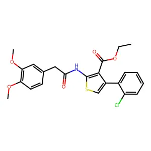 ethyl 4-(2-chlorophenyl)-2-[[2-(3,4-dimethoxyphenyl)acetyl]amino]thiophene-3-carboxylate structure