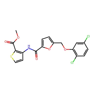 methyl 3-({5-[(2,5-dichlorophenoxy)methyl]-2-furoyl}amino)-2-thiophenecarboxylate structure