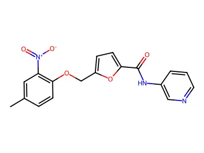5-[(4-methyl-2-nitrophenoxy)methyl]-N-pyridin-3-ylfuran-2-carboxamide structure