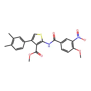 methyl 4-(3,4-dimethylphenyl)-2-[(4-methoxy-3-nitrobenzoyl)amino]thiophene-3-carboxylate structure
