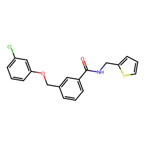 3-[(3-chlorophenoxy)methyl]-N-(thiophen-2-ylmethyl)benzamide structure