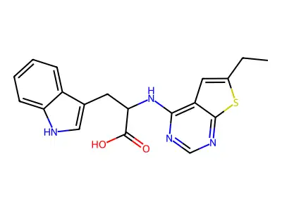 N-(6-ethylthieno[2,3-d]pyrimidin-4-yl)-L-tryptophan structure