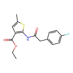 Ethyl 2-{[(4-fluorophenyl)acetyl]amino}-5-methylthiophene-3-carboxylate structure