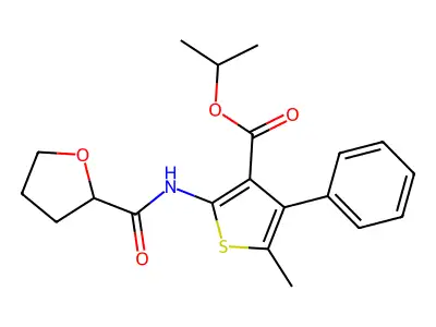 Propan-2-yl 5-methyl-2-(oxolane-2-carbonylamino)-4-phenylthiophene-3-carboxylate structure