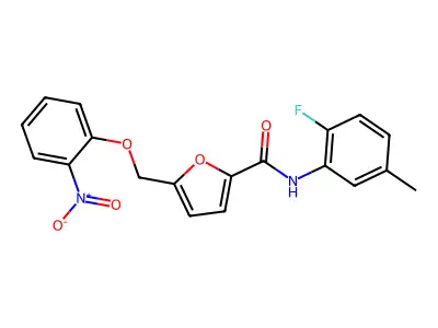 N-(2-fluoro-5-methylphenyl)-5-[(2-nitrophenoxy)methyl]furan-2-carboxamide structure