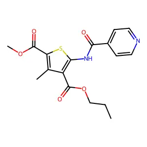 2-Methyl 4-propyl 5-(isonicotinoylamino)-3-methyl-2,4-thiophenedicarboxylate structure