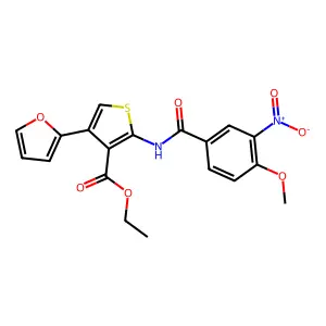 Ethyl 4-(furan-2-yl)-2-[(4-methoxy-3-nitrobenzoyl)amino]thiophene-3-carboxylate structure