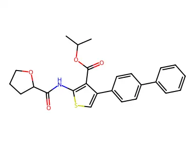 propan-2-yl 4-(biphenyl-4-yl)-2-[(tetrahydrofuran-2-ylcarbonyl)amino]thiophene-3-carboxylate structure
