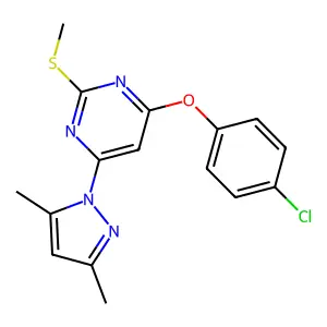 4-(4-Chlorophenoxy)-6-(3,5-dimethylpyrazol-1-yl)-2-methylsulfanylpyrimidine structure