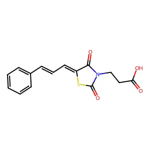 3-((Z)-2,4-dioxo-5-((E)-3-phenylallylidene)thiazolidin-3-yl)propanoic acid structure