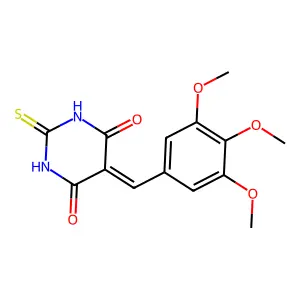 2-Thioxo-5-(3,4,5-trimethoxybenzylidene)hexahydropyrimidine-4,6-dione structure