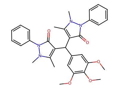 4,4'-((3,4,5-trimethoxyphenyl)methylene)bis(1,5-dimethyl-2-phenyl-1H-pyrazol-3(2H)-one) structure