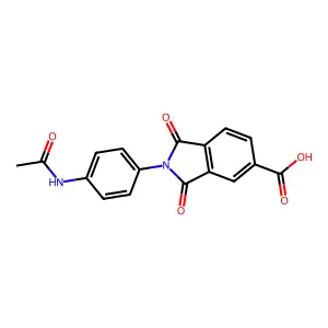 2-(4-acetamidophenyl)-1,3-dioxo-2,3-dihydro-1H-isoindole-5-carboxylic acid structure