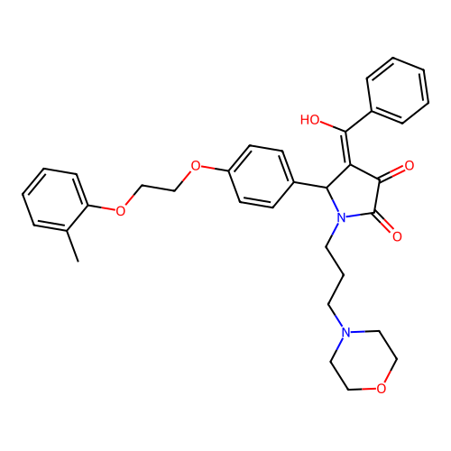 (4E)-4-[hydroxy(phenyl)methylidene]-5-[4-[2-(2-methylphenoxy)ethoxy]phenyl]-1-(3-morpholin-4-ylpropyl)pyrrolidine-2,3-dione structure