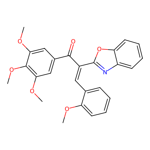 2-(1,3-benzoxazol-2-yl)-3-(2-methoxyphenyl)-1-(3,4,5-trimethoxyphenyl)-2-propen-1-one structure