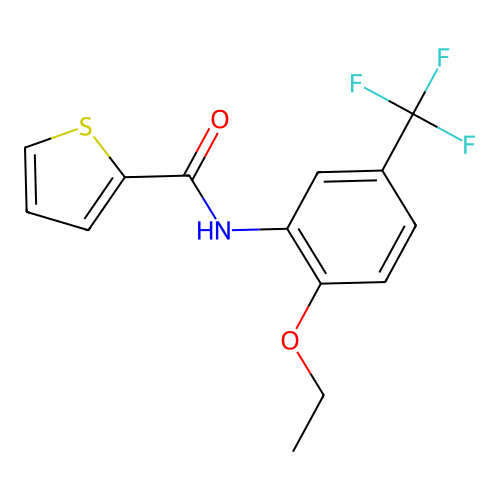 N-[2-ethoxy-5-(trifluoromethyl)phenyl]thiophene-2-carboxamide structure