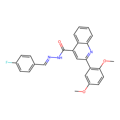 2-(2,5-dimethoxyphenyl)-N'-(4-fluorobenzylidene)-4-quinolinecarbohydrazide structure
