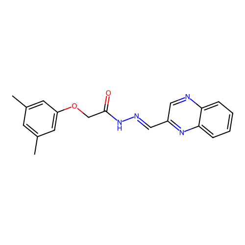 2-(3,5-dimethylphenoxy)-N-[(E)-quinoxalin-2-ylmethylideneamino]acetamide structure