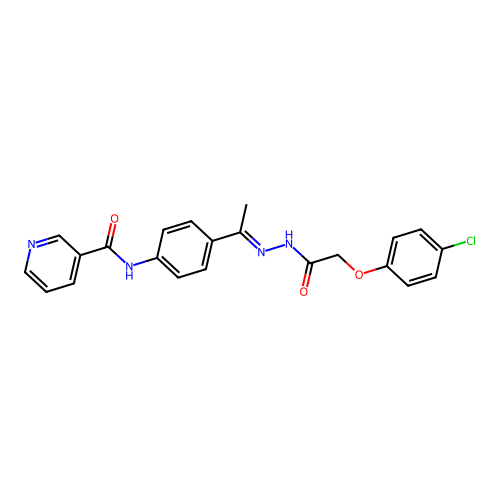 N-(4-{N-[(4-chlorophenoxy)acetyl]ethanehydrazonoyl}phenyl)nicotinamide structure