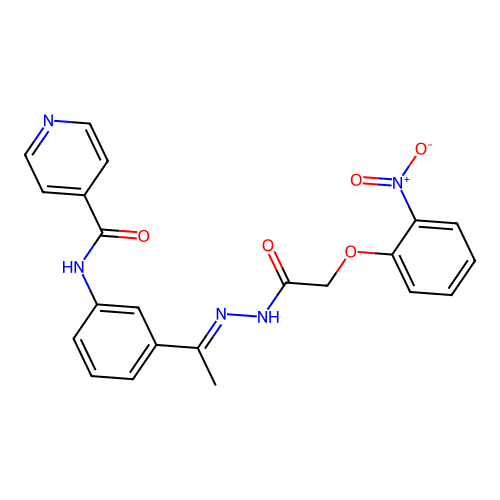 N-{3-[N-({2-nitrophenoxy}acetyl)ethanehydrazonoyl]phenyl}isonicotinamide structure