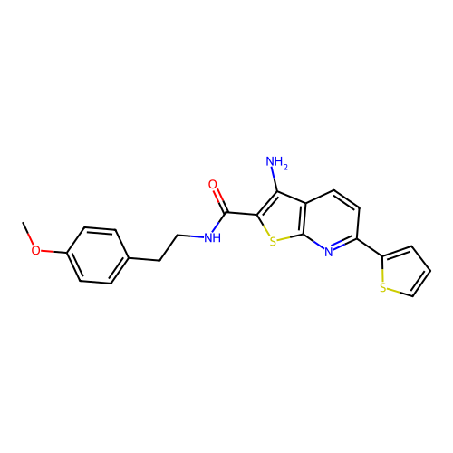 3-amino-N-(4-methoxyphenethyl)-6-(thiophen-2-yl)thieno[2,3-b]pyridine-2-carboxamide structure