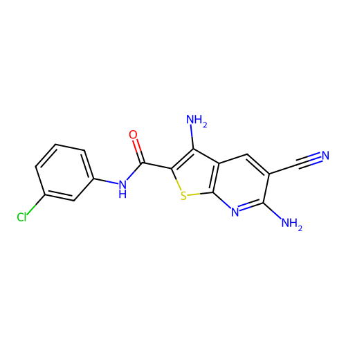 3,6-diamino-N-(3-chlorophenyl)-5-cyanothieno[2,3-b]pyridine-2-carboxamide structure