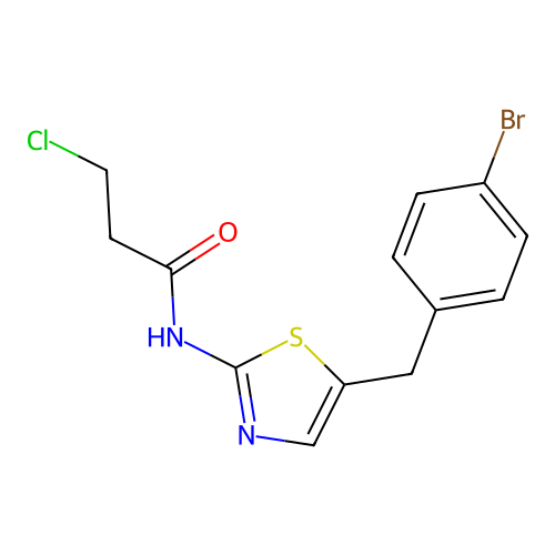 N-[5-(4-bromobenzyl)-1,3-thiazol-2-yl]-3-chloropropanamide structure