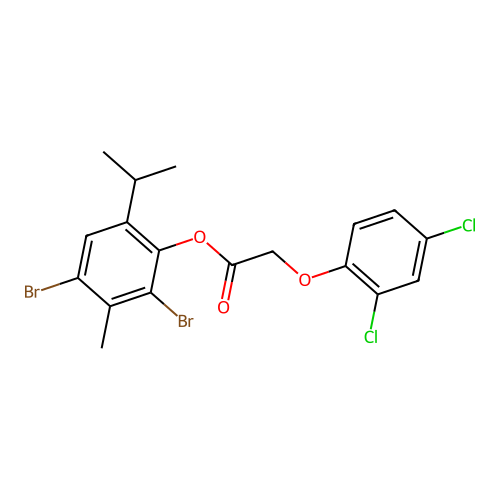 2,4-Dibromo-3-methyl-6-(methylethyl)phenyl 2-(2,4-dichlorophenoxy)acetate structure