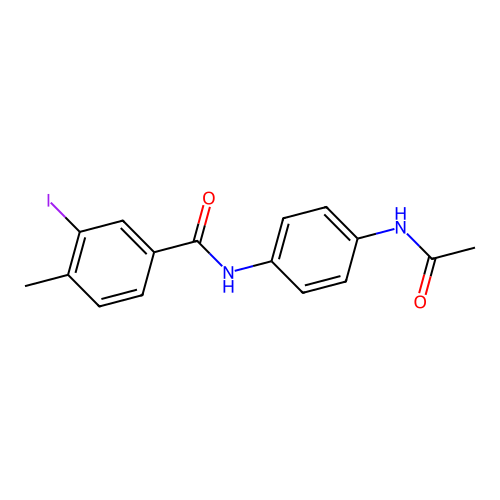 N-[4-(acetylamino)phenyl]-3-iodo-4-methylbenzamide structure