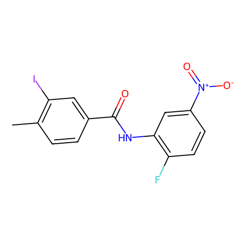 N-(2-fluoro-5-nitrophenyl)-3-iodo-4-methylbenzamide structure