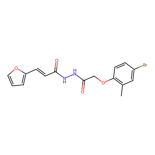 (2E)-N'-[(4-bromo-2-methylphenoxy)acetyl]-3-(furan-2-yl)prop-2-enehydrazide structure