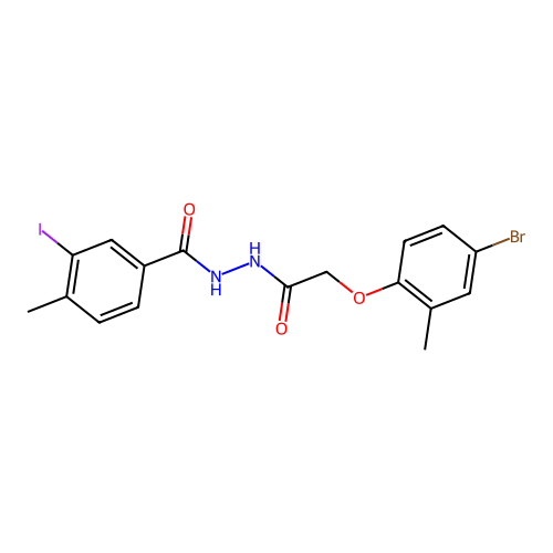 N'-[(4-bromo-2-methylphenoxy)acetyl]-3-iodo-4-methylbenzohydrazide structure