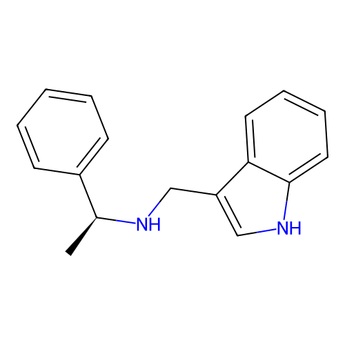 N-(1H-indol-3-ylmethyl)-N-(1-phenylethyl)amine structure