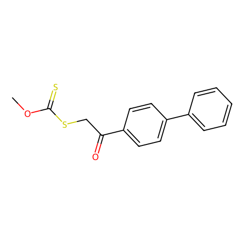 4-{[(Methoxycarbothioyl)sulfanyl]acetyl}-1,1'-biphenyl structure