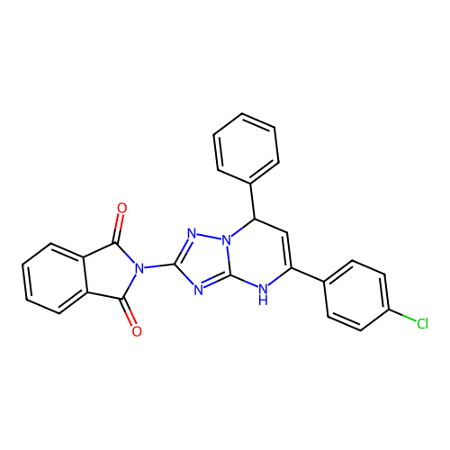 2-[5-(4-chlorophenyl)-7-phenyl-4,7-dihydro[1,2,4]triazolo[1,5-a]pyrimidin-2-yl]-1H-isoindole-1,3(2H)-dione structure