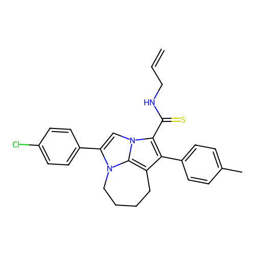 4-(4-chlorophenyl)-1-(4-methylphenyl)-N-(prop-2-en-1-yl)-5,6,7,8-tetrahydro-2a,4a-diazacyclopenta[cd]azulene-2-carbothioamide structure
