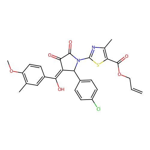 allyl 2-(2-(4-chlorophenyl)-4-hydroxy-3-(4-methoxy-3-methylbenzoyl)-5-oxo-2,5-dihydro-1H-pyrrol-1-yl)-4-methylthiazole-5-carboxylate structure